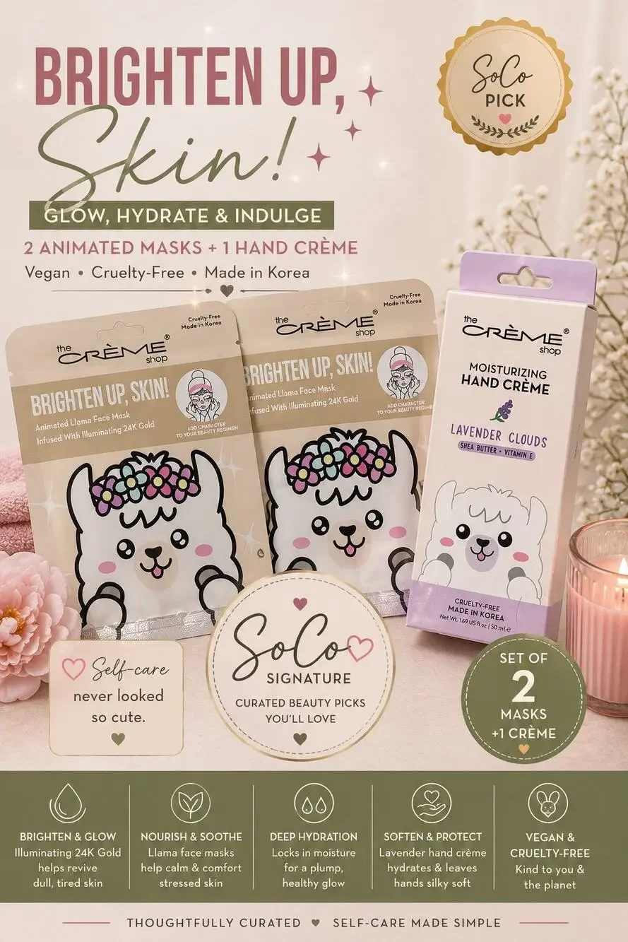 The Crème Shop Llama Face Mask & Lavender Hand Lotion Gift Set of 3